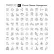 © bsd studio - Chronic disease management linear icons set. Health care. Medical services. Disease treatment. Customizable thin line symbols. Isolated vector outline illustrations. Editable stroke