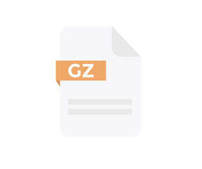 Poster - File format GZ logo design. Document file icon, internet, extension, sign, type, presentation, graphic, application. Element for applications, web sites, data services vector design and illustration.
