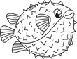 Mother Pufferfish Isolated Coloring Page for Kids