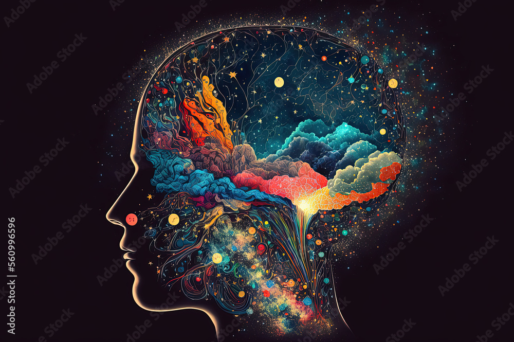 Human brain human mind idea Psychedelic art fractalism psychedelic