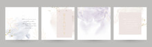 Elegant Watercolor Layouts In Neutral Lilac Beige. Floral Design For Social Media Post, Jewelry, Cosmetics, Fashion, Wedding Invitation.