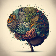 Wall Mural - Scientific illustration about the brain