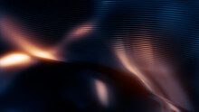 Dark Teal Or Blue Bg With Orange Light - Digital Metal Curves Art - Abstract 3D Rendering