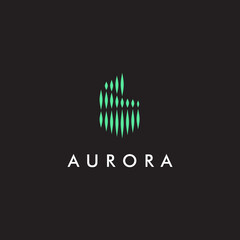 Wall Mural - aurora borealis logo, modern northern lights sky aurora and stars icon logo design illustration