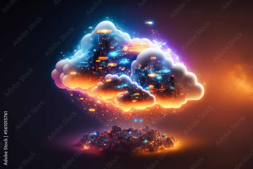 Cloud computing technology concept. Futuristic illustration AI ...