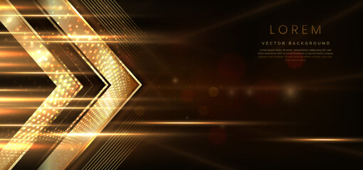 Wall Mural - elegant golden triangle glowing with lighting effect sparkle on dark brown background. template prem