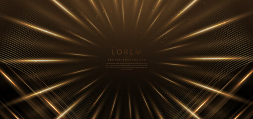 Wall Mural - elegant golden light shines circle on dark brown background with sparkle. template premium award des