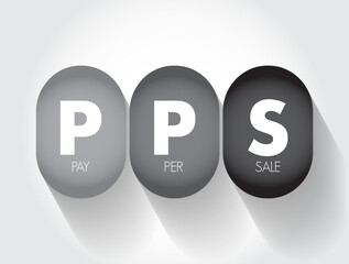 Poster - pps pay per sale - online advertisement pricing system where the website owner is paid on the basis 