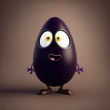 Fototapeta Panele - Cute Cartoon Eggplant Character