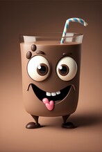 Cute Cartoon Glass Of Chocolate Milk