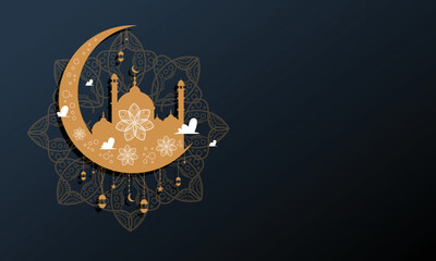 ramadan kareem background banner vector set with luxury ornament ramadan eid mubarak background