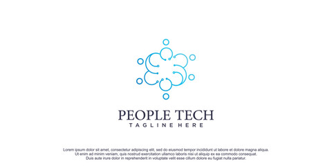 Wall Mural - Cloud tech logo with people concept design icon vector illustration