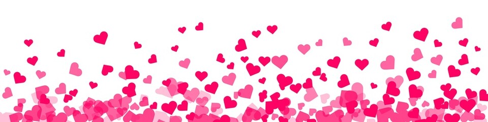 Wall Mural - Love valentine background with pink petals of hearts on transparent background. Vector banner, postcard, background.The 14th of February. PNG image	
