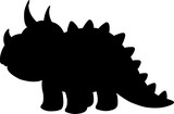 Fototapeta Dinusie - PNG black silhouette cute dinosaur. Silhouette cartoon animal design on transparent background. PNG file format Suitable for graphics websites and who require a silhouette transparent background(PNG).
