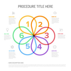 Poster - Six simple color steps process infographic template