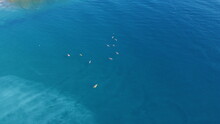 Several Kayakers In The Mediterranean From A Drone