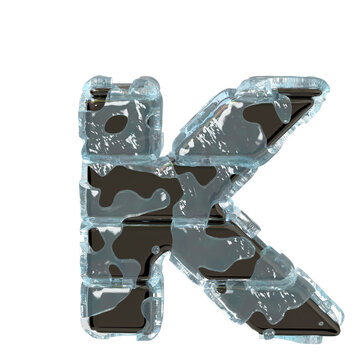 Metal letters in ice. letter k
