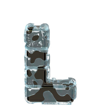 Metal letters in ice. letter l