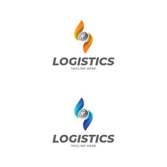 letter S logistics company logo design template