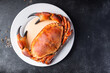 © Alesia Berlezova - crab boiled seafood ready to eat shellfish fresh healthy meal food snack on the table copy space food background rustic top view