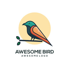 Wall Mural - Vector logo illustration bird simple mascot style