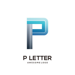 Wall Mural - Letter P colorful logo design template modern