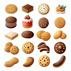 Poster - Realistic cookies. Isolated on background. Cartoon vector illustration