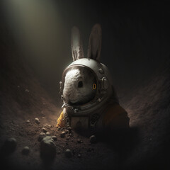Wall Mural - Generative ai rabbit astronaut in cosmonaut suit exploring outer space universe