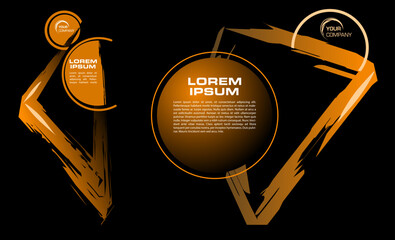 Wall Mural - Set of gold luxury vector colorful brush stroke web banner on black background