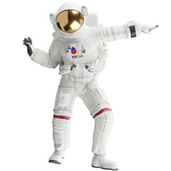 Wall Mural - astronaut posing like space parson in-universe 3d render with transparent background	