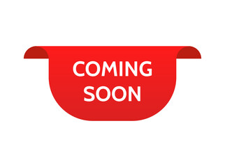 Aufkleber - Coming soon promo labels. Red ribbons. Vector bage and banners