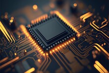 Circuit Board Futuristic Technology Background. Digital Modern Electronic. Generative AI
