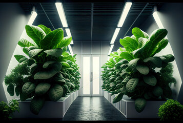 growing vegetables and horticultural crops through hydroponics in a modern high-tech farm, innovative technologies in the field of agricultural cultivation