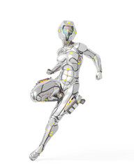 Wall Mural - astronaut girl on sci-fi suit in action pose