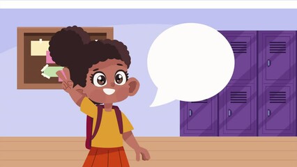 Canvas Print - afro student girl character animation