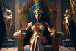 Egyptian queen Cleopatra sitting on a throne. Generative AI