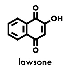 Canvas Print - Lawsone (hennotannic acid) henna dye molecule. Skeletal formula.