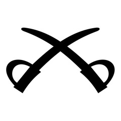 Black and white vector graphic of a pair of crossed swords on a white background. It denotes the location of an ancient battle site.