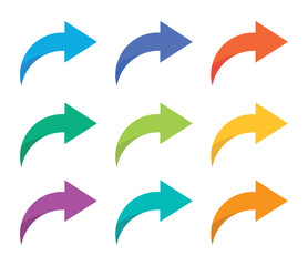 Leinwandbilder - Curved arrow icon vector set. Collection of colorful right direction arrows symbol design. Flat icon.
