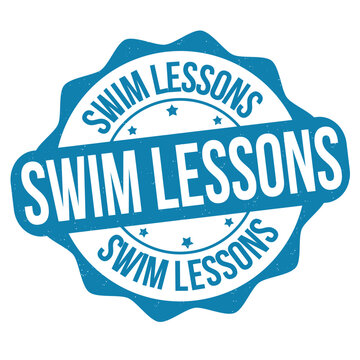 Swim lessons label or stamp