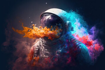 Wall Mural - illustration portrait of astronaut in artistic style