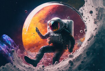 Wall Mural - illustration portrait of astronaut in artistic style