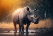 illustration of beautiful close up portrait of two horn rhino, Sumatran rhinoceroses
