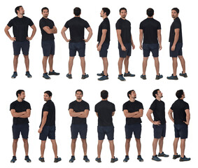  group of same man sportswear on white background