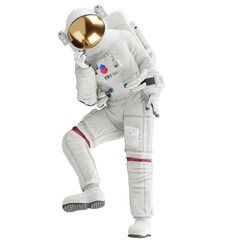 Wall Mural - astronaut posing like space parson in-universe 3d render with transparent background