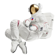 Wall Mural - astronaut posing like space parson in-universe 3d render with transparent background