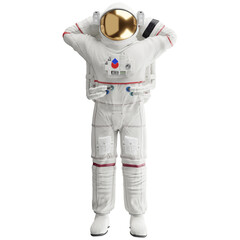 Wall Mural - astronaut posing like space parson in-universe 3d render with transparent background