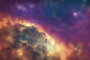 Wall Mural - galaxy with colorful nebula shiny stars and heavy space dust clouds - backround - deep space - gener