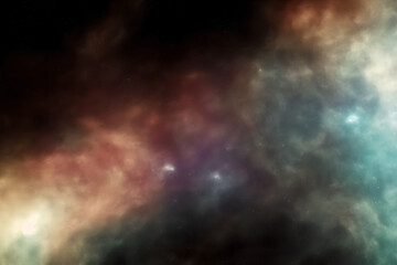 Wall Mural - stars, nebula and stardust - psychodelic science fiction background - generative ai