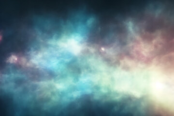 Wall Mural - gas nebula clouds with stars in deep space - psychodelic - generative ai